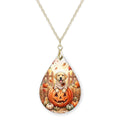 Yellow Lab Pumpkin Teardrop Necklace