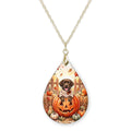 Chocolate Lab Pumpkin Teardrop Necklace
