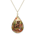 Chocolate Lab Woodland Teardrop Necklace