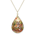 Bulldog Woodland Teardrop Necklace