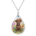 Pitbull Wildflower Teardrop Necklace