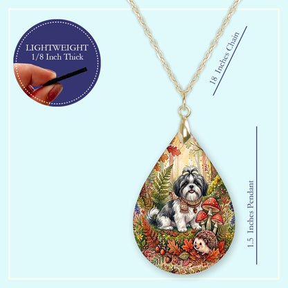 18 inch chain length guide for the black-and-white shih tzu woodland teardrop pendant necklace