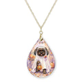 Grey Shih Tzu Ghost Teardrop Necklace