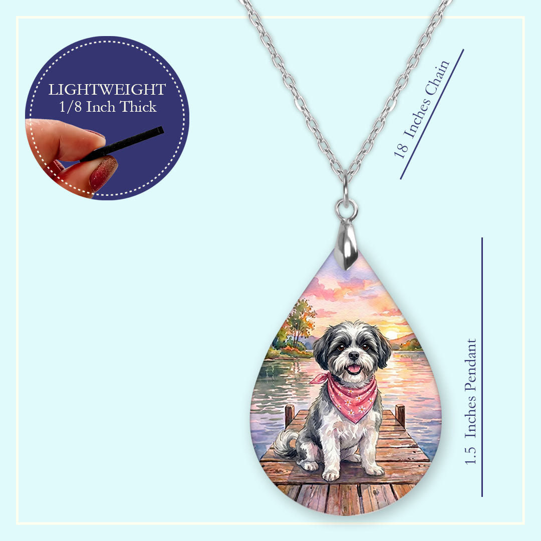 18 inch chain length guide for the black-and-white shih tzu lake teardrop pendant necklace