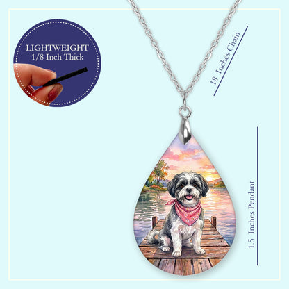 18 inch chain length guide for the black-and-white shih tzu lake teardrop pendant necklace
