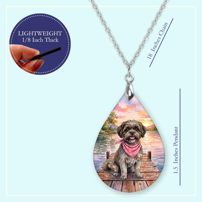 18 inch chain length guide for the brown shih tzu lake teardrop pendant necklace