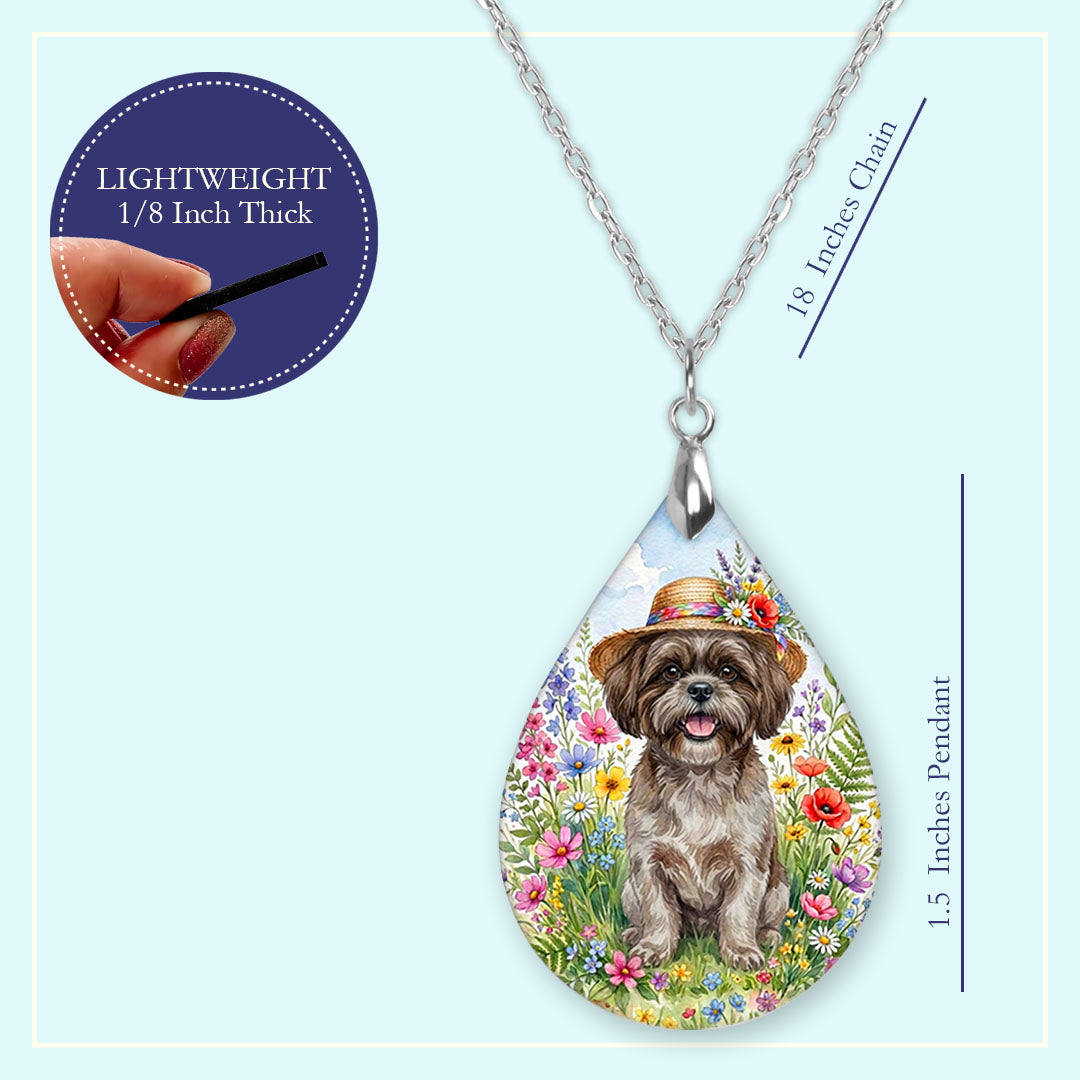 18 inch chain length guide for the grey shih tzu wildflower teardrop pendant necklace