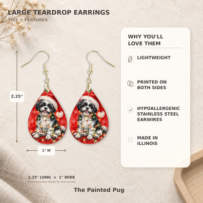 Earring size guide: 2.25 inches long with hook, 1 inch wide