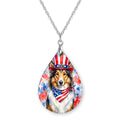 Collie Patriotic Teardrop Necklace