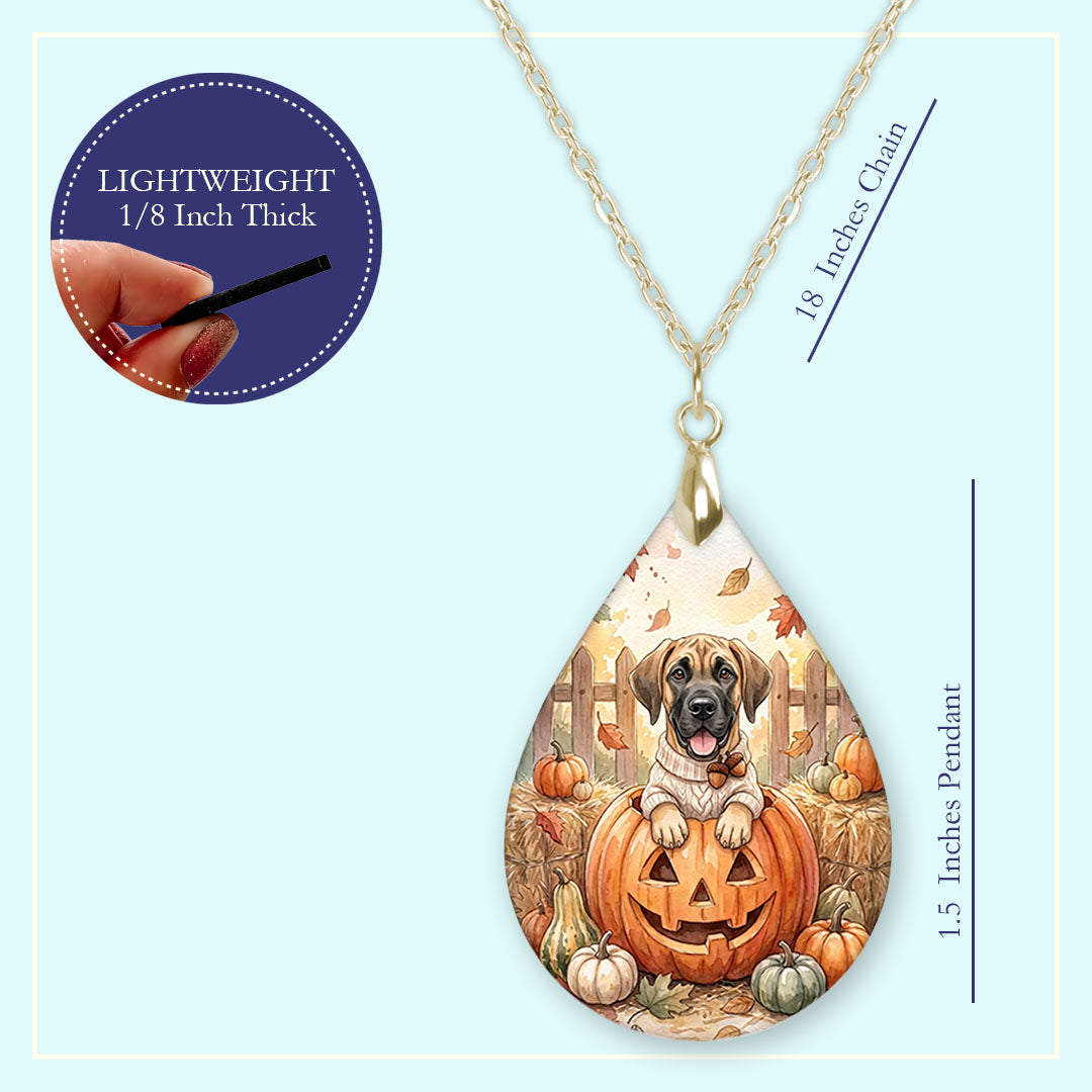 18 inch chain length guide for the Great Dane pumpkin teardrop pendant necklace