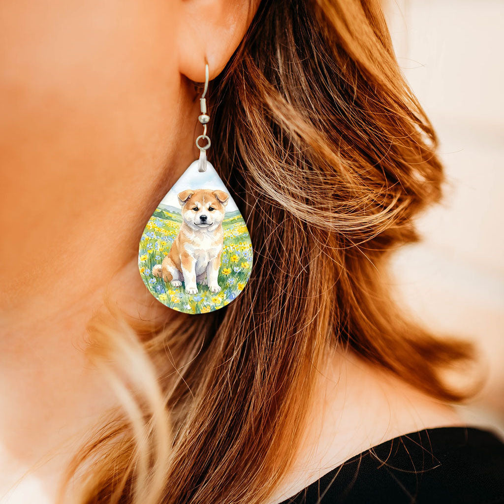 Model wearing Akita spring meadow teardrop earrings