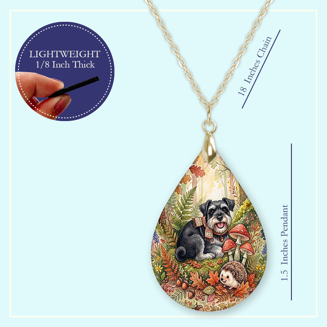 18 inch chain length guide for the Black Schnauzer woodland teardrop pendant necklace