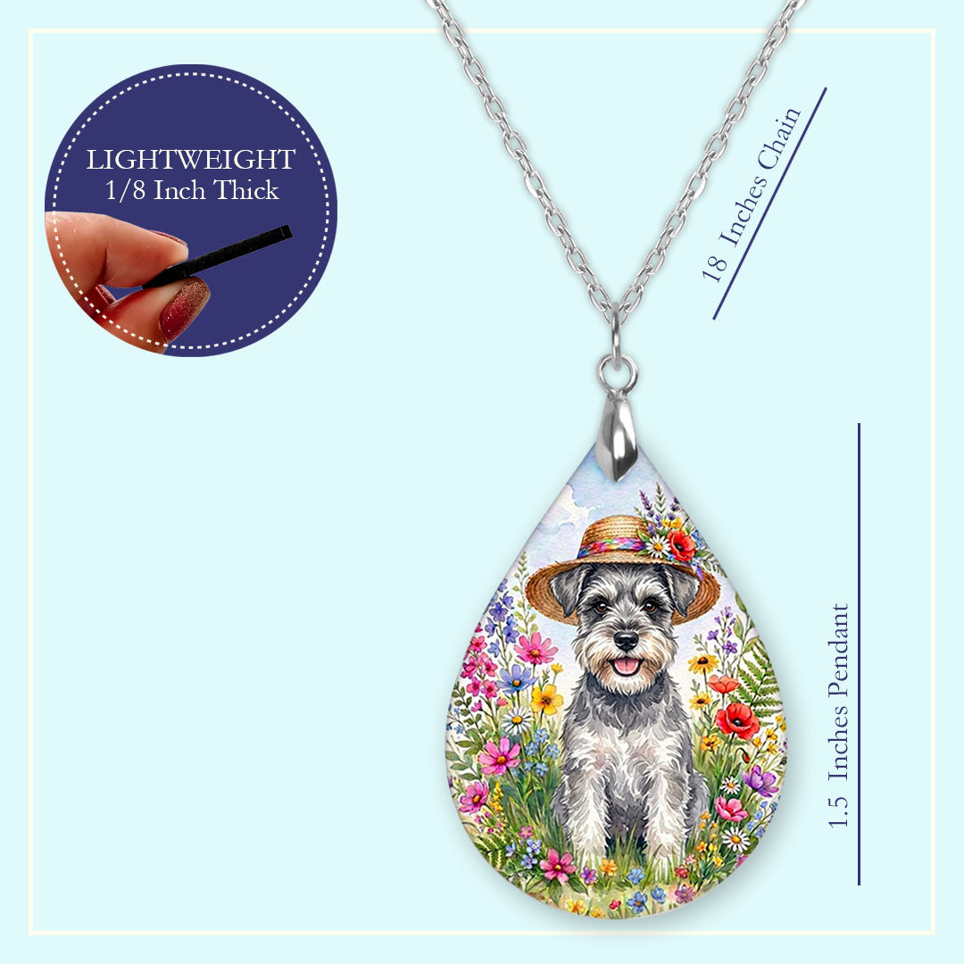 18 inch chain length guide for the Schnauzer wildflower teardrop pendant necklace