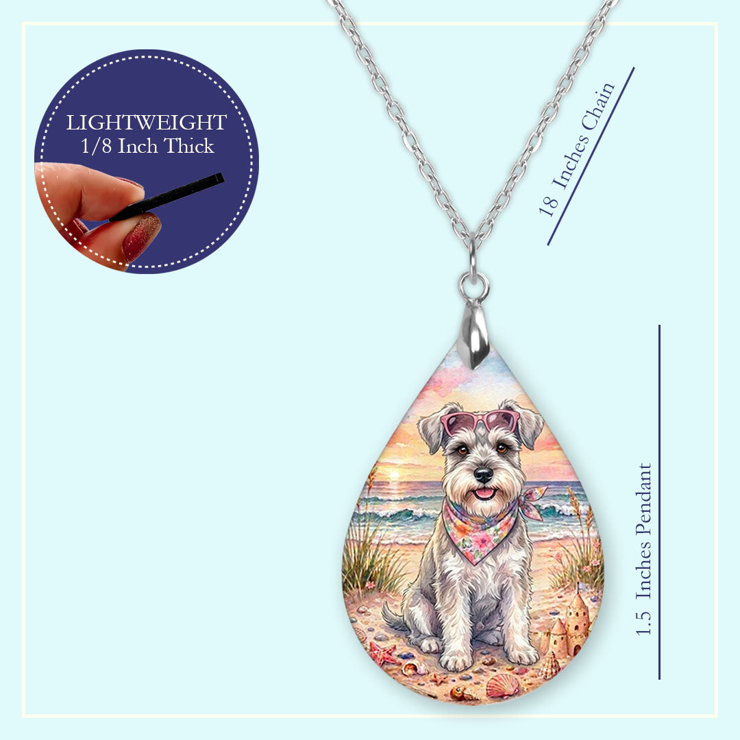 18 inch chain length guide for the Schnauzer beach teardrop pendant necklace
