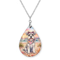 Schnauzer Beach Teardrop Necklace