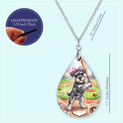 18 inch chain length guide for the Schnauzer baseball teardrop pendant necklace
