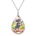 Schnauzer Baseball Teardrop Necklace