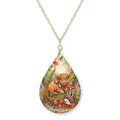 Highland Cow Woodland Teardrop Necklace
