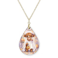 Highland Cow Ghost Teardrop Necklace