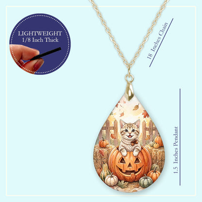 18 inch chain length guide for the Tabby Cat pumpkin teardrop pendant necklace