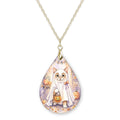 White Cat Ghost Teardrop Necklace