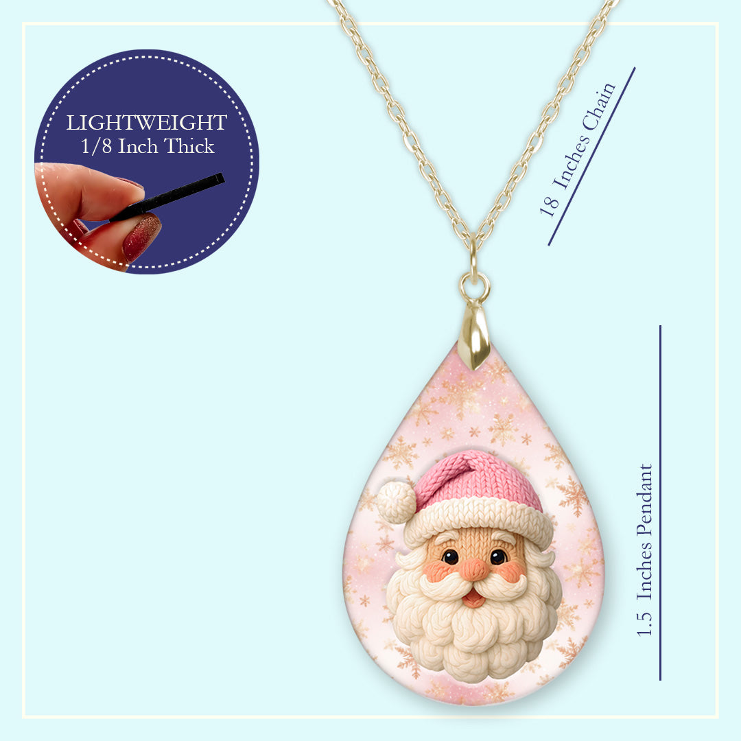 18 inch chain length guide for the pink Santa Claus teardrop pendant necklace