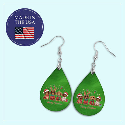 Dachshund Merry Christmas Teardrop Earrings – Mini or Large Drops