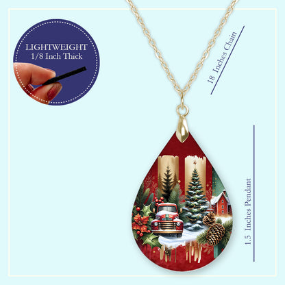 18 inch chain length guide for the red truck Christmas tree teardrop pendant necklace