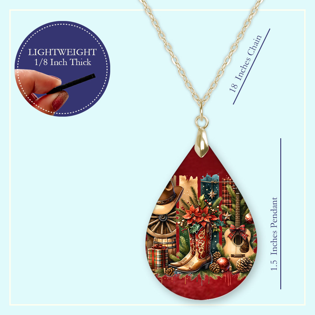 18 inch chain length guide for the cowgirl country Christmas teardrop pendant necklace