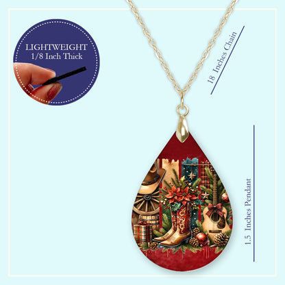 18 inch chain length guide for the cowgirl country Christmas teardrop pendant necklace