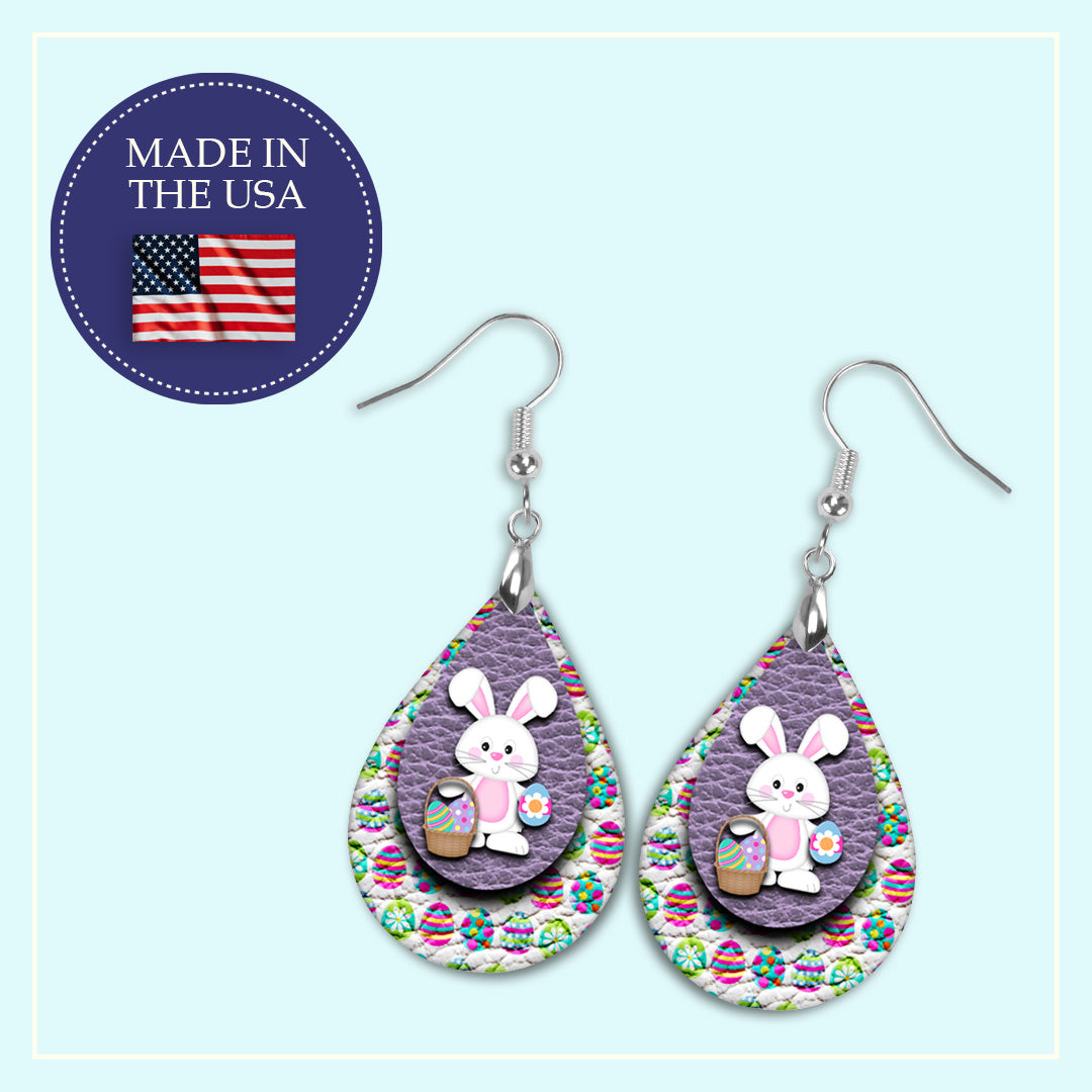 Easter Bunny Teardrop Earrings – Lightweight Spring Bunny Dangles