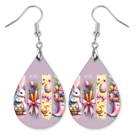 Easter Bunny Teardrop Earrings – Spring Pastel Jewelry Handmade