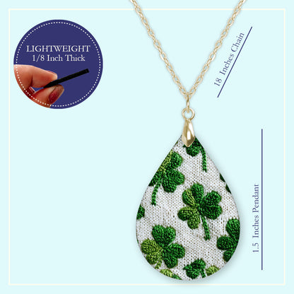 Knitted Shamrock Teardrop Earrings – Green St. Patrick’s Day Dangle Earrings
