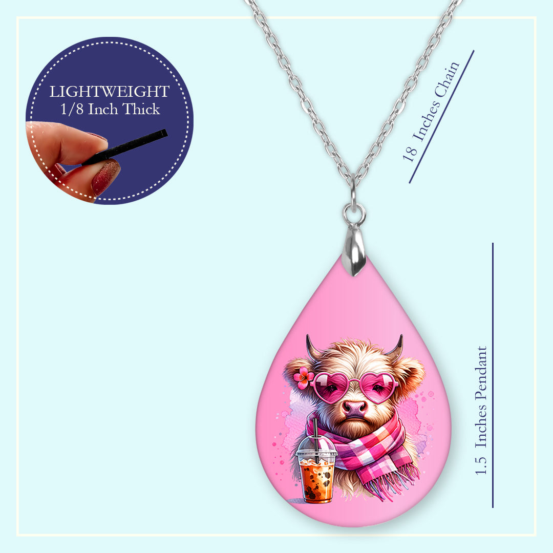 Valentine Cow Teardrop Earrings – Pink Heart Sunglasses Cow Dangles