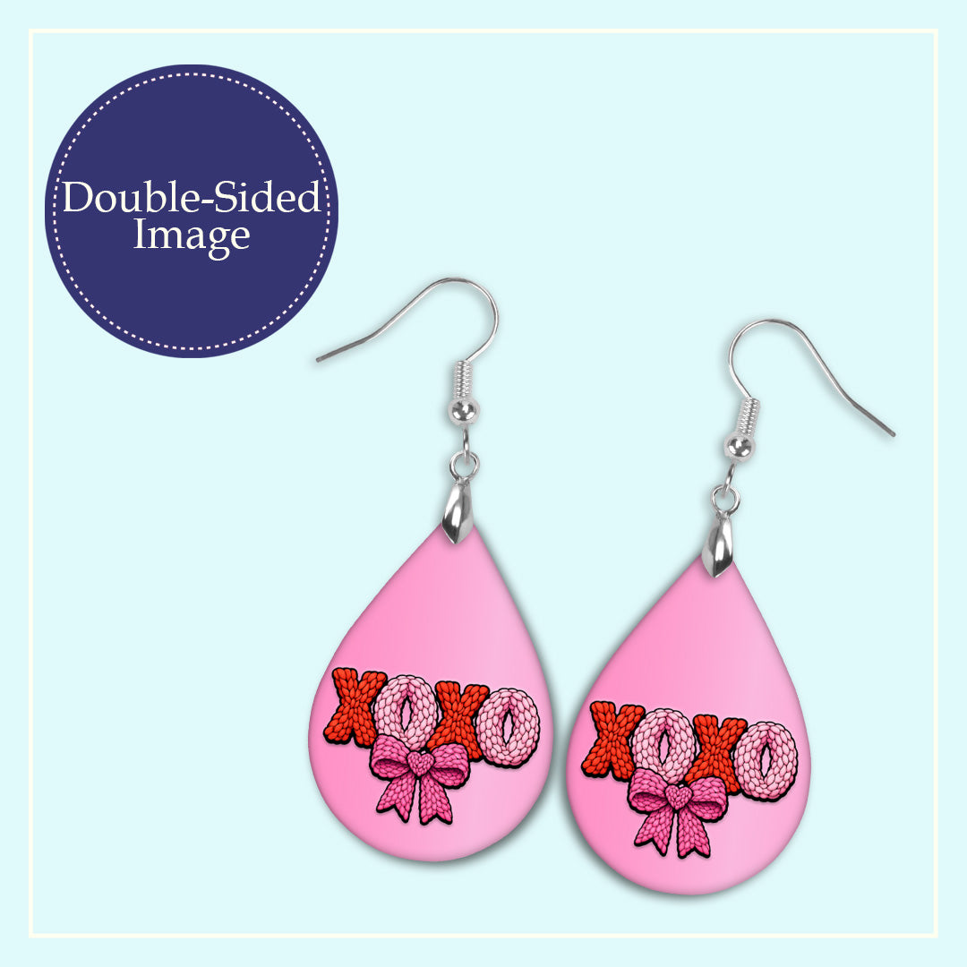 XOXO Bow Teardrop Earrings – Pink Valentine XOXO Dangle Earrings