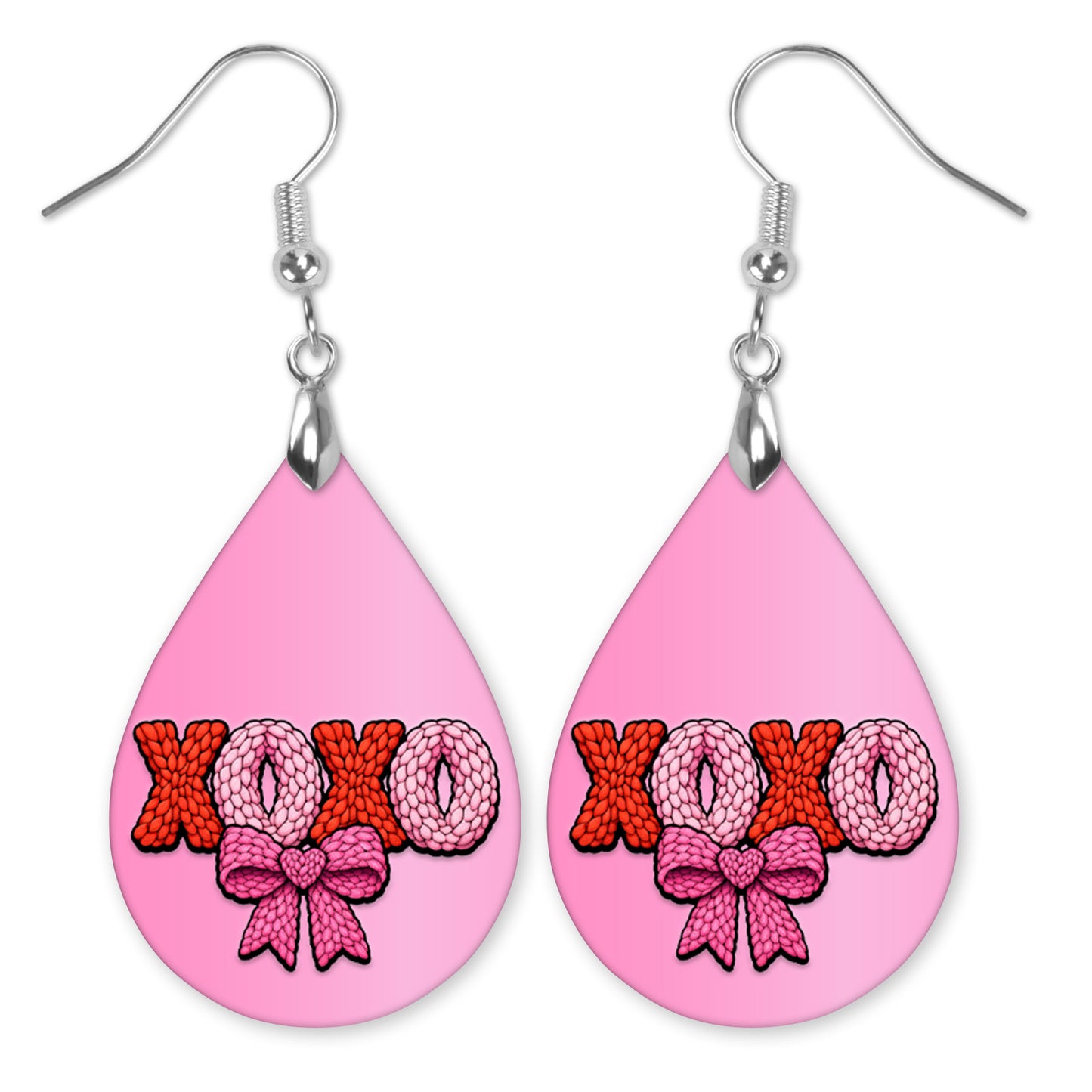 XOXO Bow Teardrop Earrings – Pink Valentine XOXO Dangle Earrings