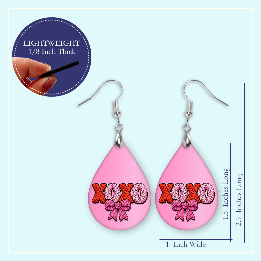 XOXO Bow Teardrop Earrings – Pink Valentine XOXO Dangle Earrings