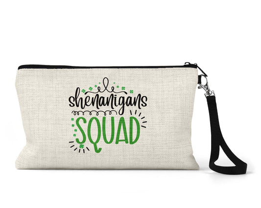 Shenanigans squad St Patricks Day makeup bag wristlet
