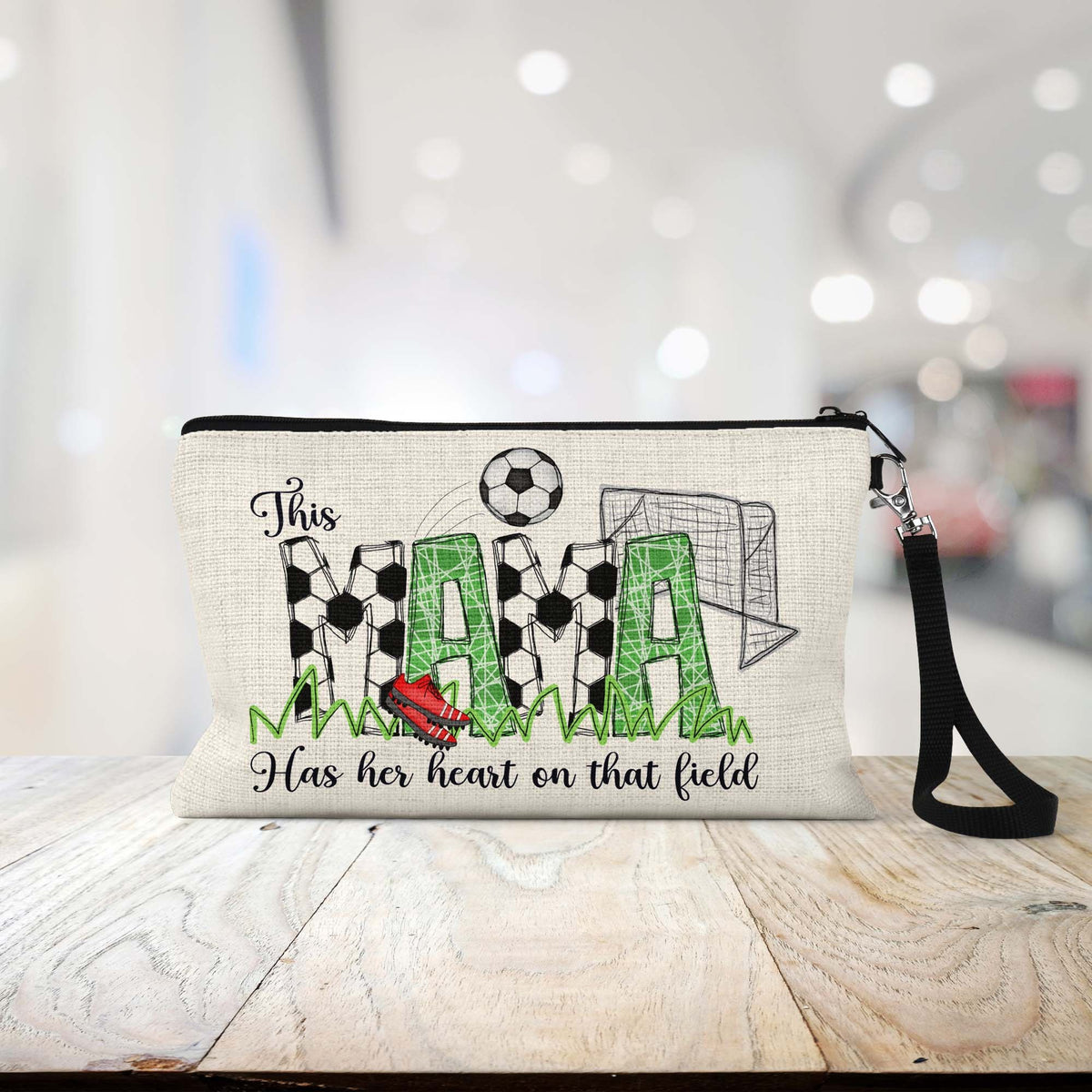Soccer mama game day makeup bag wristlet