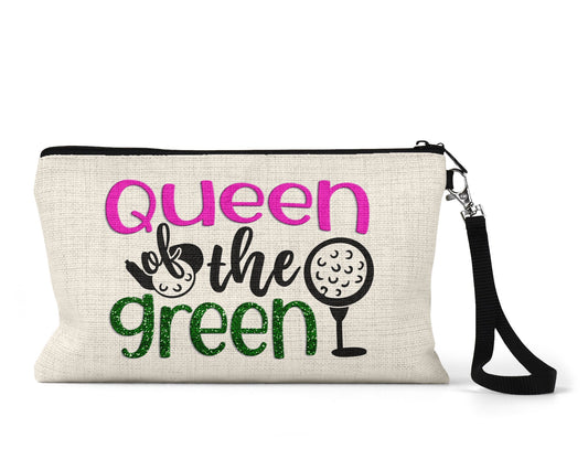 Queen of the green golf makeup bag wristlet