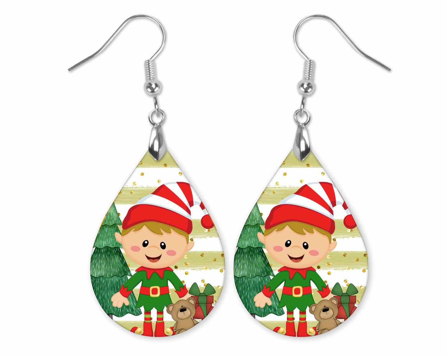 Christmas Elf Boy Teardrop Earrings – Holiday Gift Jewelry