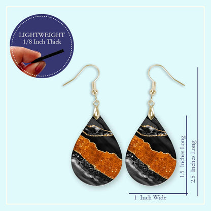Size guide: teardrop is 1.5 inches long, 2.5 inches total drop, 1 inch wide, 1/8 inch thick
