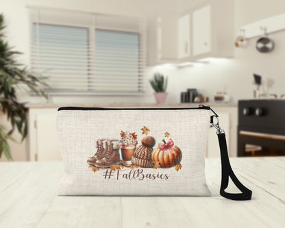 Fall Basics Makeup Bag on a kitchen counter
