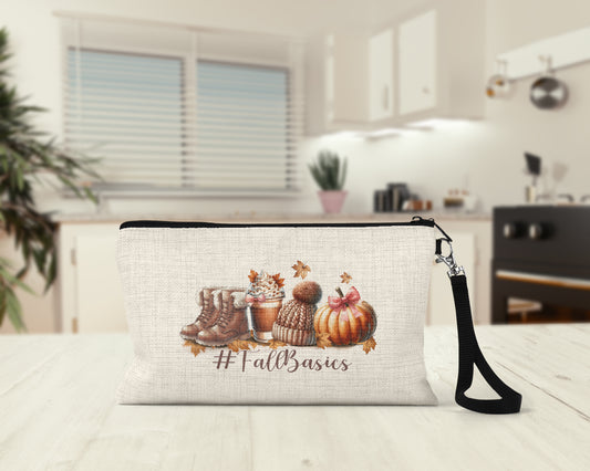 Fall Basics Makeup Bag on a kitchen counter