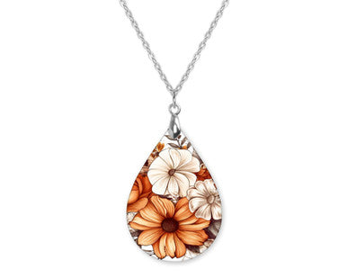 Fall Floral Teardrop Shape Necklace