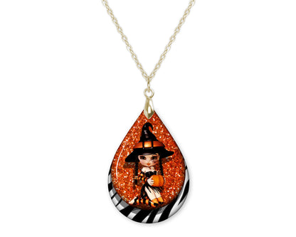 Witch Halloween Teardrop Shape Necklace