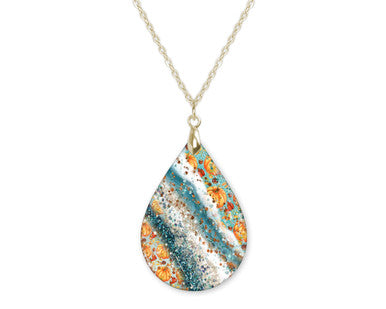 Fall Pumpkin Milkyway Teardrop Shape Necklace