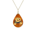 Fall Sunflower Truck Teardrop Shape Necklace