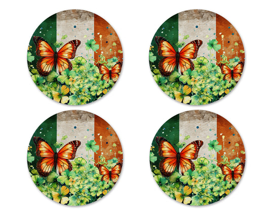 Irish Butterfly Neoprene Coaster Set – Floral Drink Coasters (Set of 4)