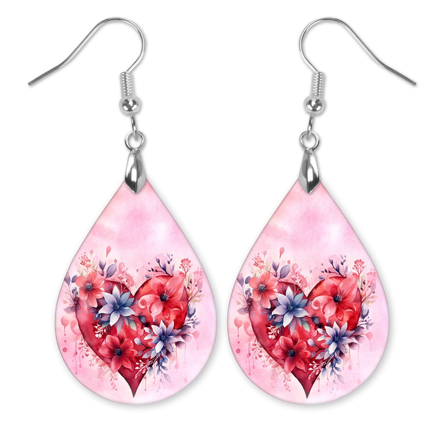 Valentine's Day Floral Heart Teardrop Earrings
